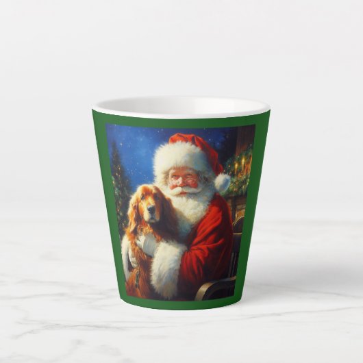 Kerstman Sinterklaas met Honden 4 Latte Mok (Voorkant)