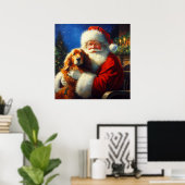 Kerstman Sinterklaas met Honden 4 Poster (Thuiskantoor)