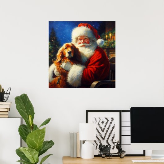 Kerstman Sinterklaas met Honden 4 Poster (Thuiskantoor)