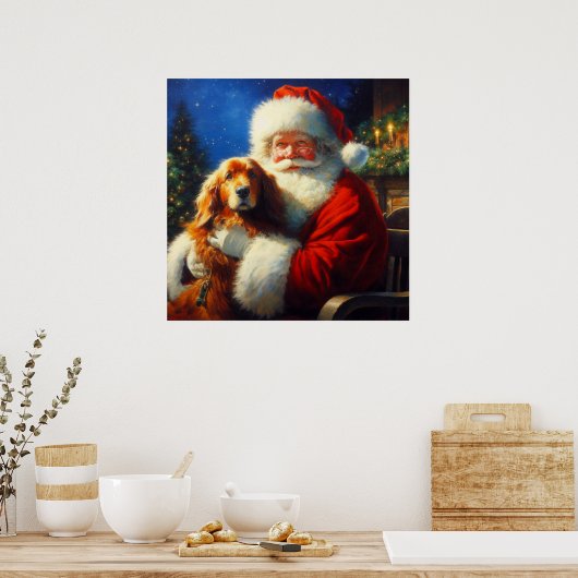 Kerstman Sinterklaas met Honden 4 Poster (Keuken)