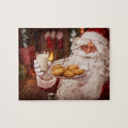 Kerstman Sinterklaas met Snacks Jigsaw Legpuzzel (Horizontaal)