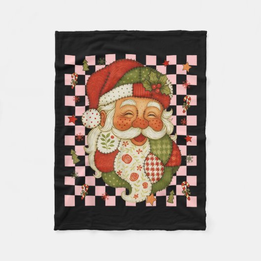Kerstman Sinterklaas Patchwork Matching Familie 20 Fleece Deken (Voorkant)