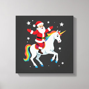 Kerstman Sinterklaas Rid Eenhoorn Xmas Meisjes Vro Canvas Afdruk