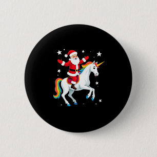 Kerstman Sinterklaas Ridding Eenhoorn Xmas Meisjes Ronde Button 5,7 Cm