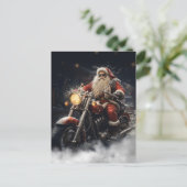 Kerstman Sinterklaas rijden op een motorfiets Briefkaart (Staand voorkant)