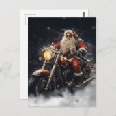 Kerstman Sinterklaas rijden op een motorfiets Briefkaart (Voorkant / Achterkant)