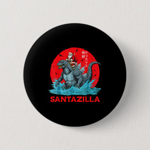 Kerstman Sinterklaas rijdend op Japans monster Kai Ronde Button 5,7 Cm