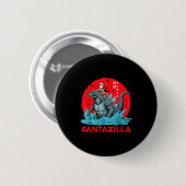 Kerstman Sinterklaas rijdend op Japans monster Kai Ronde Button 5,7 Cm (Voorkant /achterkant)
