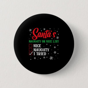 Kerstman Sinterklaas Stoute of Brave Lijst die ik Ronde Button 5,7 Cm