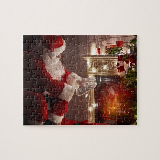 Kerstman Sinterklaas Warming Handen Legpuzzel (Horizontaal)