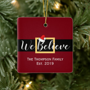 Kerstman Sinterklaas Wij Geloven Familie Foto Keramisch Ornament