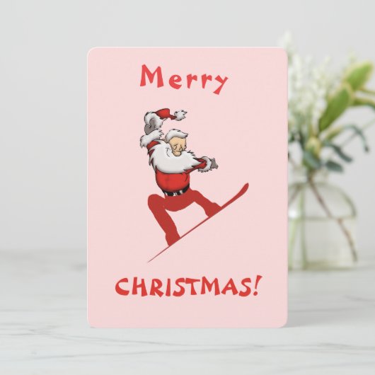 Kerstman Skateboarden Feestdagenkaart (Staand voorkant)