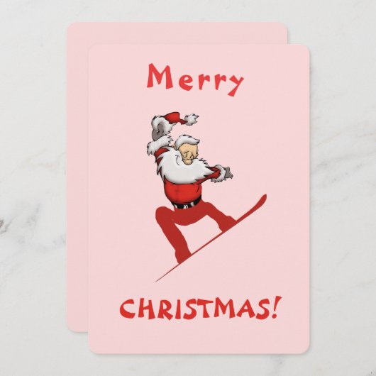 Kerstman Skateboarden Feestdagenkaart (Voorkant / Achterkant)