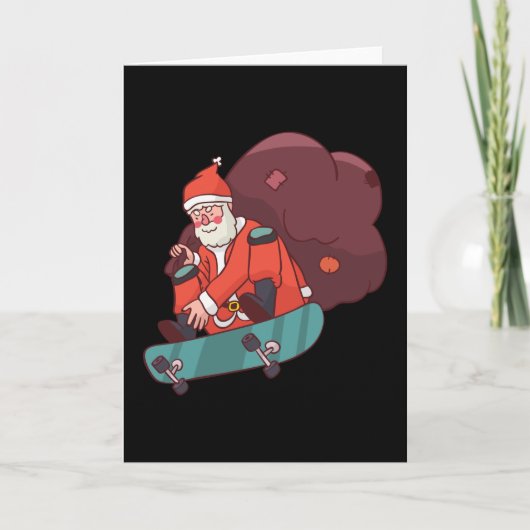 Kerstman skateboarden kaart (Voorkant)