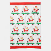 Kerstman Skateboarden Kerstmis Theedoek (Verticaal)