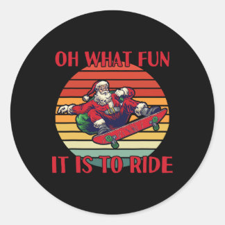Kerstman Skateboarden Kerstmis Wat Is Het Leuk Ronde Sticker