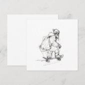 Kerstman Skateboarden met Geschenken Kaart (Voorkant / Achterkant)