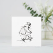 Kerstman Skateboarden met Geschenken Kaart (Staand voorkant)