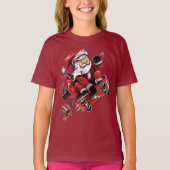 Kerstman skateboarden t-shirt (Voorkant)