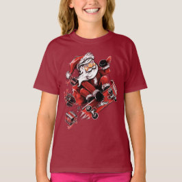 Kerstman skateboarden t-shirt