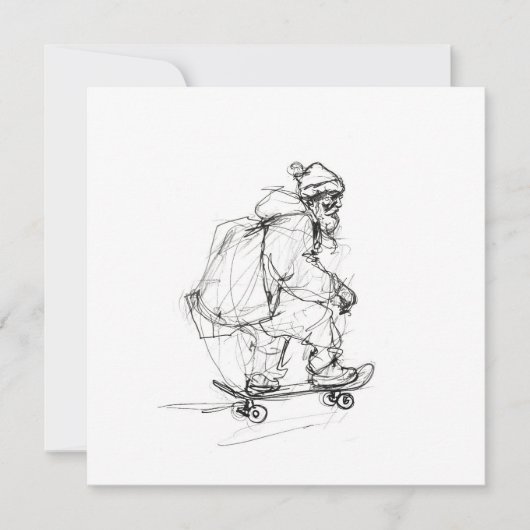Kerstman Skateboardend met Kado's Kaart (Voorkant)