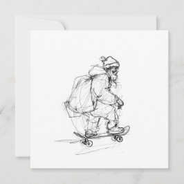 Kerstman Skateboardend met Kado's Kaart