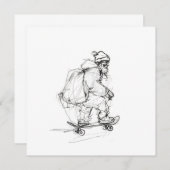 Kerstman Skateboardt met Kado's Kaart (Voorkant / Achterkant)