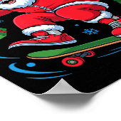 Kerstman Skater Skateboardliefhebber Grappig Kerst Poster (Hoek)
