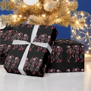 Kerstman Skelet Dansend Skelet Lichtjes Kerstmis Cadeaupapier