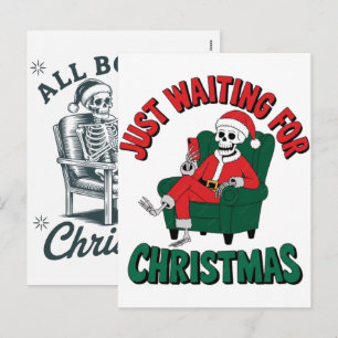 Kerstman skelet die gewoon op kerst wacht feestdagenkaart