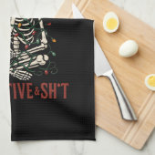 Kerstman skelet met kat kerstmis snark theedoek (Quarter Fold)