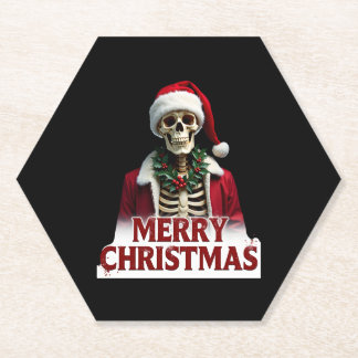 Kerstman Skelet Outfit Schedel Grappig Kerstfeest  Kartonnen Onderzetters