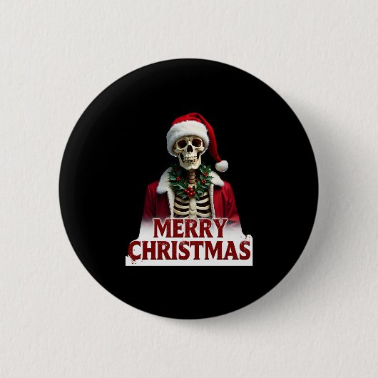 Kerstman Skelet Outfit Schedel Grappig Kerstfeest Ronde Button 5,7 Cm (Voorkant)