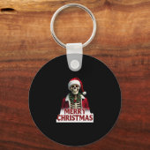 Kerstman Skelet Outfit Schedel Grappig Kerstfeest Sleutelhanger (Voorkant)