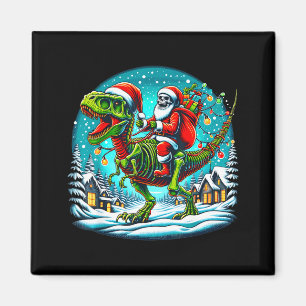 Kerstman Skelet rijdt op T Rex Dinosaur Grappige K Magneet