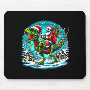 Kerstman skelet rijdt op T Rex dinosaurus Grappige Muismat