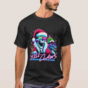 Kerstman skelet rijdt op T Rex dinosaurus Grappige T-shirt