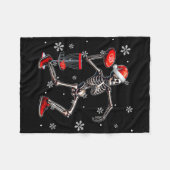 Kerstman skelet speelt discgolf kerstspeler fleece deken (Voorkant (Horizontaal))