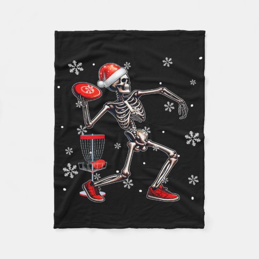 Kerstman skelet speelt discgolf kerstspeler fleece deken (Voorkant)