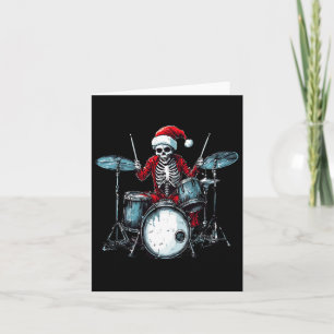 Kerstman skelet speelt drum drummer percussionist  kaart