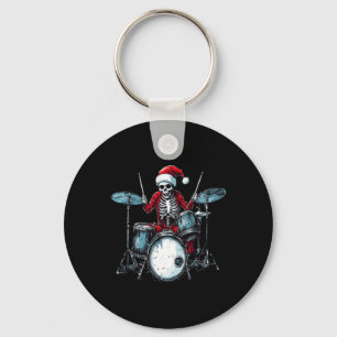 Kerstman skelet speelt drum drummer percussionist sleutelhanger