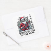 Kerstman skelet speelt gitaar met Kerstmis Vierkante Sticker (Envelop)