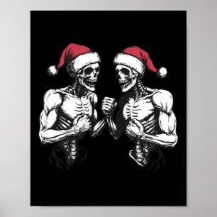 Kerstman Skelet Worstelaar Halloween Kerstmis Poster