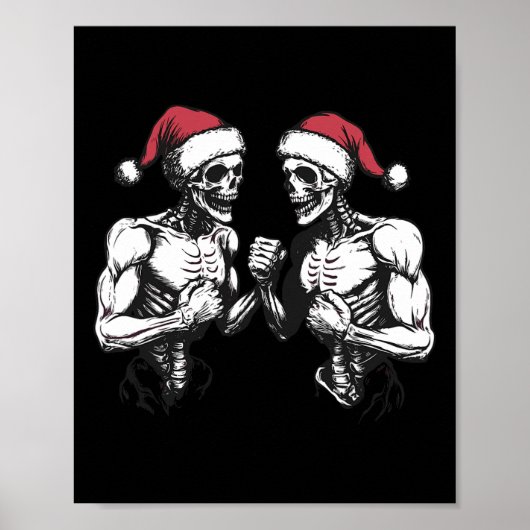 Kerstman Skelet Worstelaar Halloween Kerstmis Poster (Voorkant)