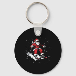 Kerstman Ski Fun Skiën Kerstmis Kerstmis _2 Sleutelhanger
