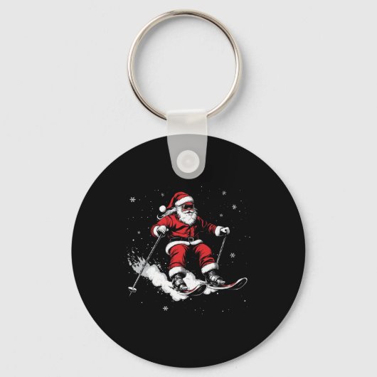 Kerstman Ski Fun Skiën Kerstmis Kerstmis _2 Sleutelhanger (Voorkant)