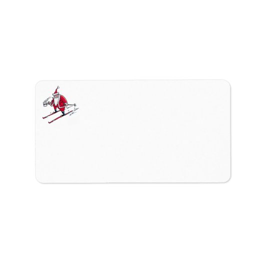 Kerstman Skiën adreslabels Etiket (Voorkant)