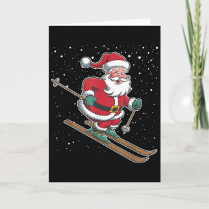 Kerstman Skiën Kerst Sport Kerst Vakantie C Kaart