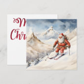 Kerstman Skiën Wenskaart Feestdagenkaart (Voorkant / Achterkant)