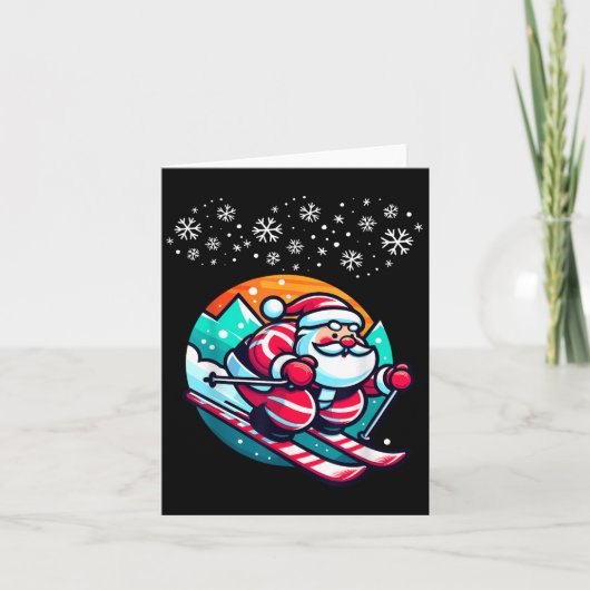 Kerstman Skihelling Skihut Grappig Kaart (Voorkant)